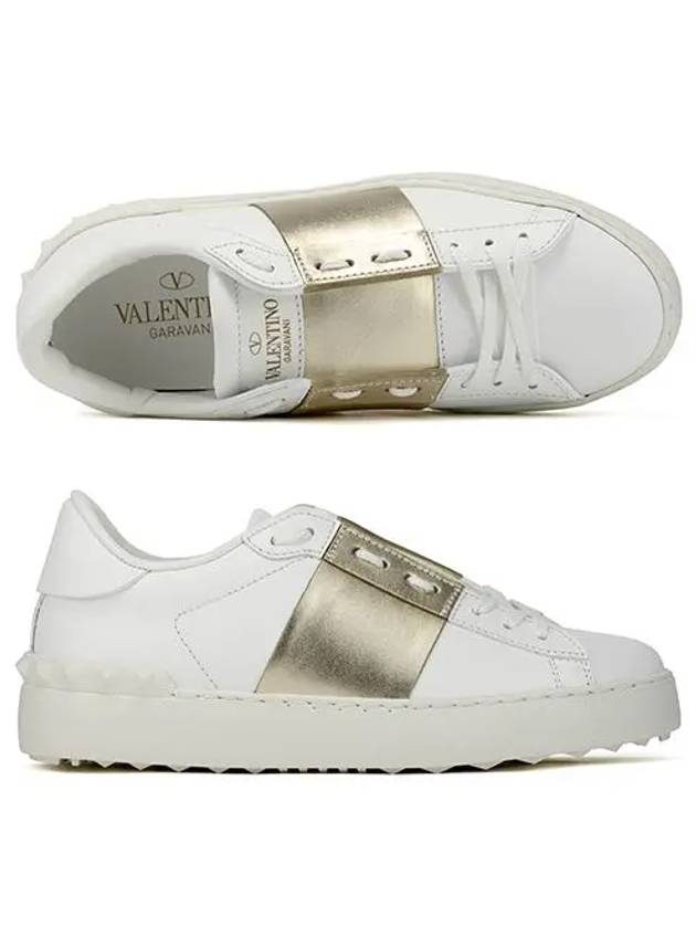 Metallic Open Low Top Sneakers White - VALENTINO - BALAAN 3