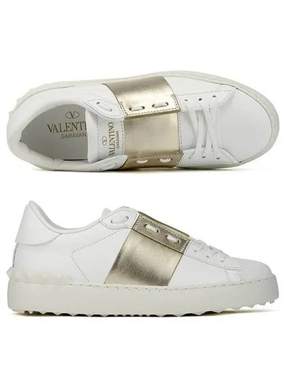 Metallic Open Low Top Sneakers White - VALENTINO - BALAAN 2