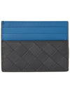 Intrecciato Two-Tone Card Wallet Blue Black - BOTTEGA VENETA - BALAAN 3