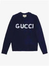 Logo Intarsia Wool Knit Top Navy - GUCCI - BALAAN 2