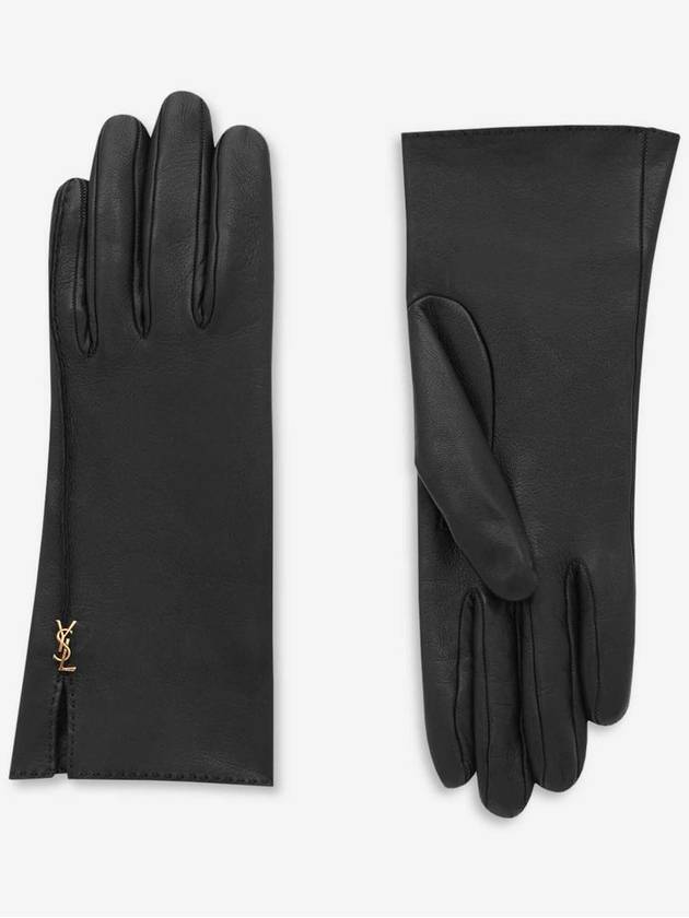 Cassandre Leather Gloves - SAINT LAURENT - BALAAN 1