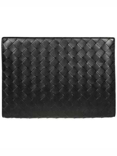 Intrecciato Zipper Small Clutch Bag Black - BOTTEGA VENETA - BALAAN 2