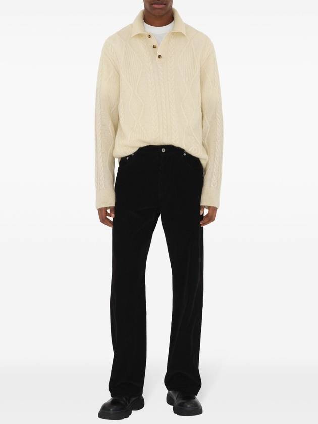 Aran Cable Polo Knit Top Snow - BURBERRY - BALAAN 3