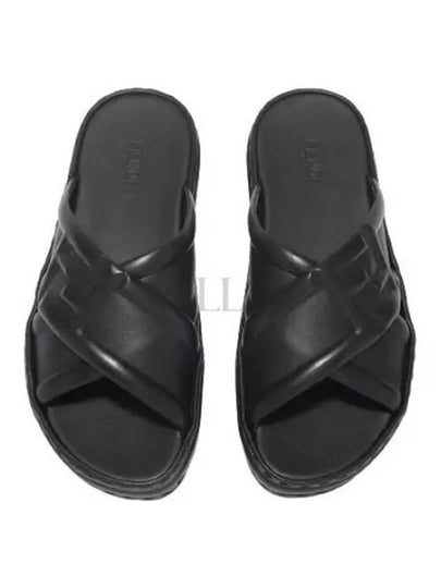 FF Logo Cross Slippers Black - FENDI - BALAAN 2