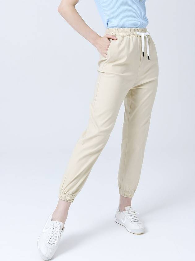 Poly Span Waist Full Banding String Beige Jogger Pants DO3242JOPT001 1 - DOYOUKNOWMC GOLF WEAR - BALAAN 3