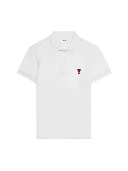 Heart Logo Polo Shirt White - AMI - BALAAN 2