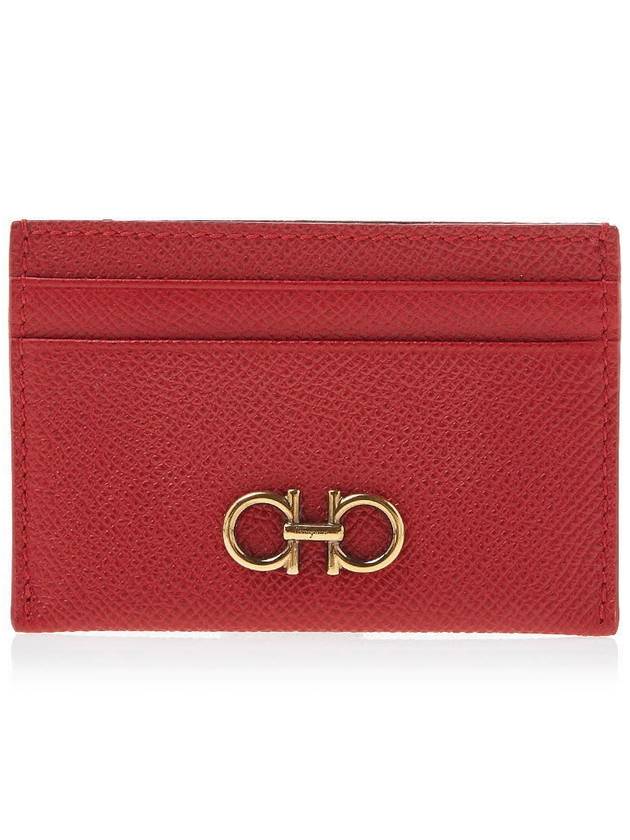 Gancini Card Wallet Lipstick Red - SALVATORE FERRAGAMO - BALAAN 2