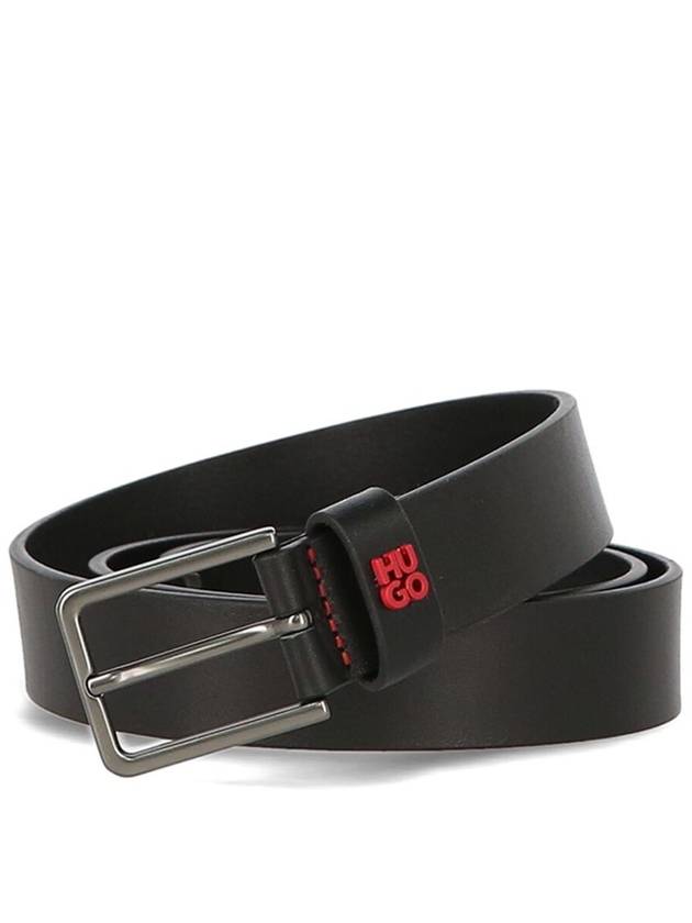 Gael Metal Buckle Leather Belt Black - HUGO BOSS - BALAAN 1