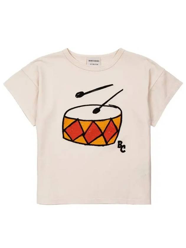 Kids Play Drum Short Sleeve T Shirt Off White 124AC001 110 - BOBO CHOSES - BALAAN 1