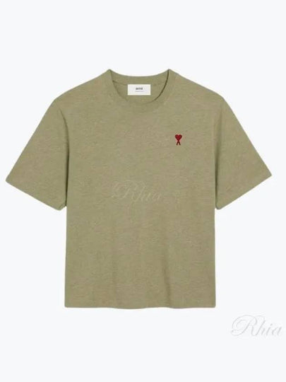 Small Heart Logo Boxy Fit Short Sleeve T-Shirt Heather Sage - AMI - BALAAN 2