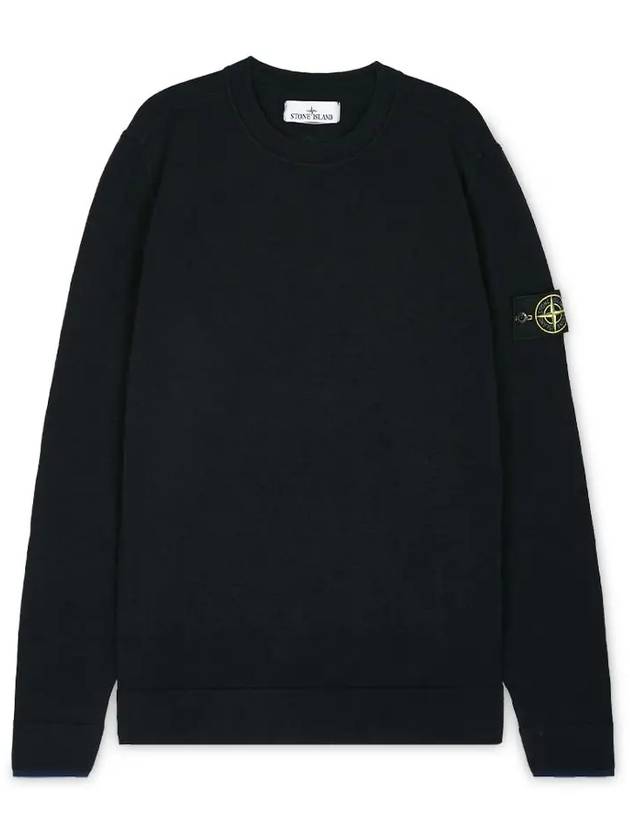 Logo Patch Crew Neck Knit Top Navy - STONE ISLAND - BALAAN 4