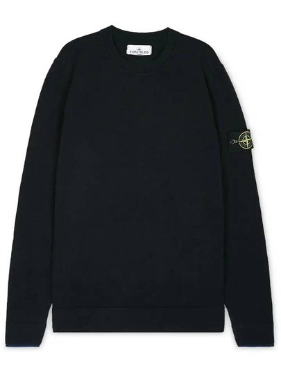 Logo Patch Crew Neck Knit Top Navy - STONE ISLAND - BALAAN 2