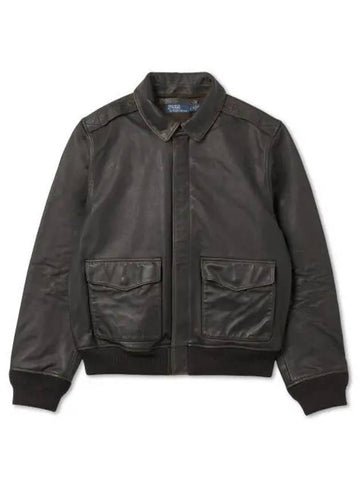 leather bomber jacket brown - POLO RALPH LAUREN - BALAAN 1