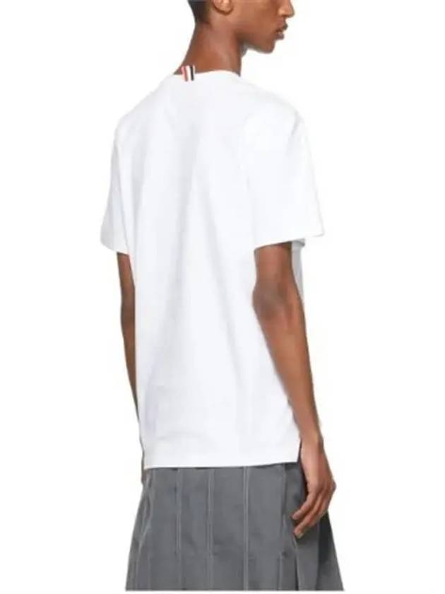 RWB Tipping Stripe Cotton Short Sleeve T-Shirt White - THOM BROWNE - BALAAN 4