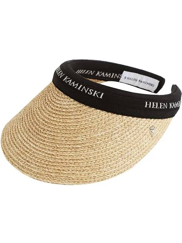 Bianca Sun Cap Visor Hat Raffia Straw Natural Black Logo - HELEN KAMINSKI - BALAAN 1