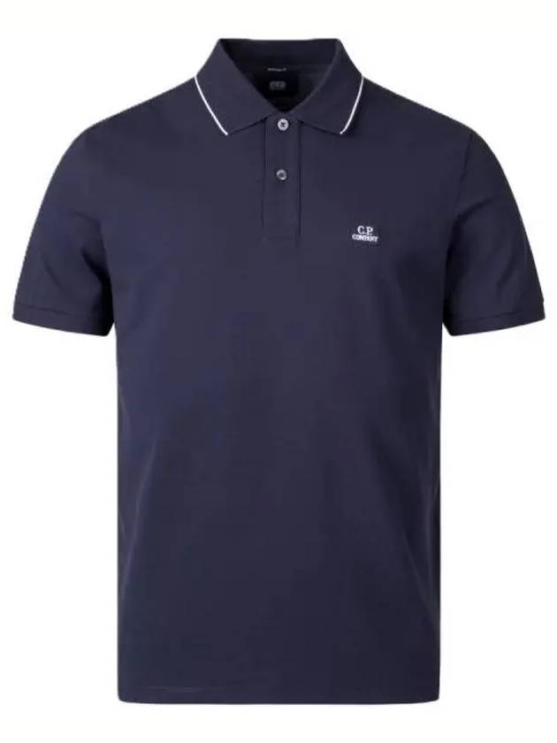 Stretch Piquet Regular Striped Collar Polo Shirt Navy - CP COMPANY - BALAAN 2