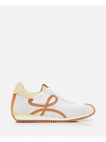 Flow Runner Nylon Suede Low Top Sneakers White - LOEWE - BALAAN 1