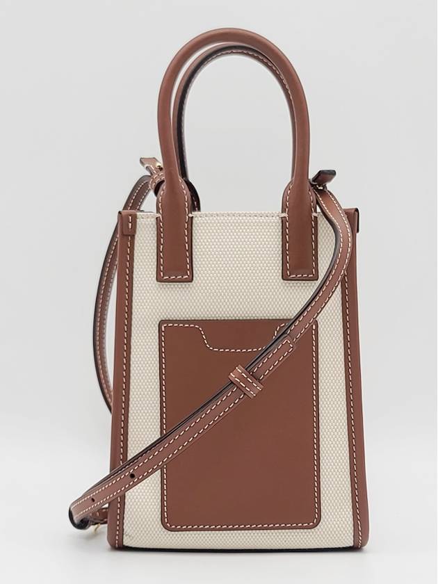 Frances Canvas Leather Mini Tote Bag Ecru Tan - BURBERRY - BALAAN 5