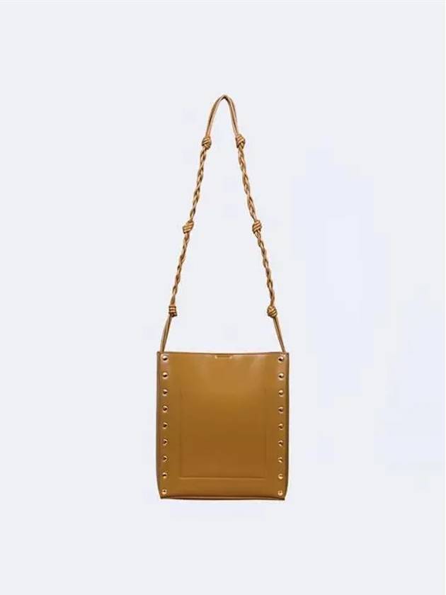 Tangle Rivet Leather Shoulder Bag Brown - JIL SANDER - BALAAN 3