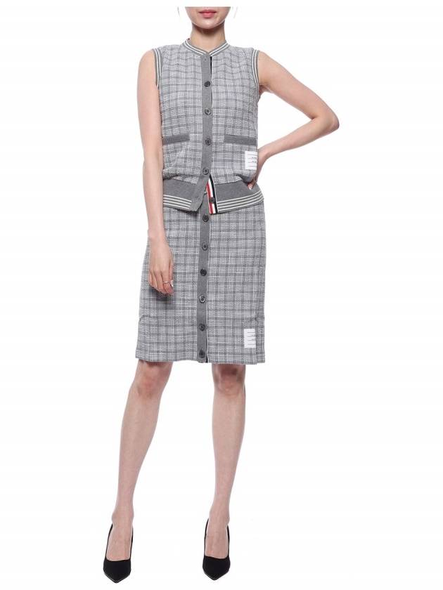 Micro Check Cotton Tweed Vest Grey - THOM BROWNE - BALAAN 4