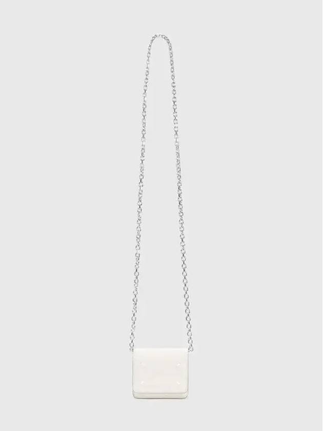 Embossed Leather Chain Card Wallet White - MAISON MARGIELA - BALAAN 6