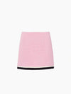 Striped Hem Tweed Virgin Wool H-line Skirt Pink - MIU MIU - BALAAN 2