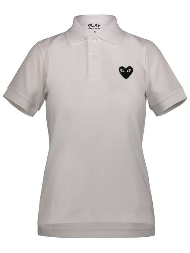 Women's Small Black Heart Wappen Short Sleeve PK Shirt P1 T065 1 Black - COMME DES GARCONS PLAY - BALAAN 2