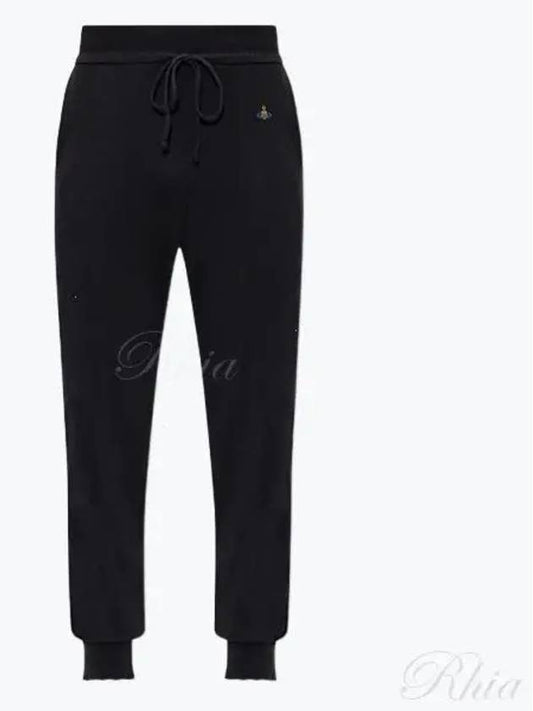 Women's Embroidered Logo Cashmere Blend Track Pants Black - VIVIENNE WESTWOOD - BALAAN 2