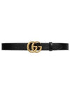 Men's GG Marmont Buckle Belt Black - GUCCI - BALAAN 2