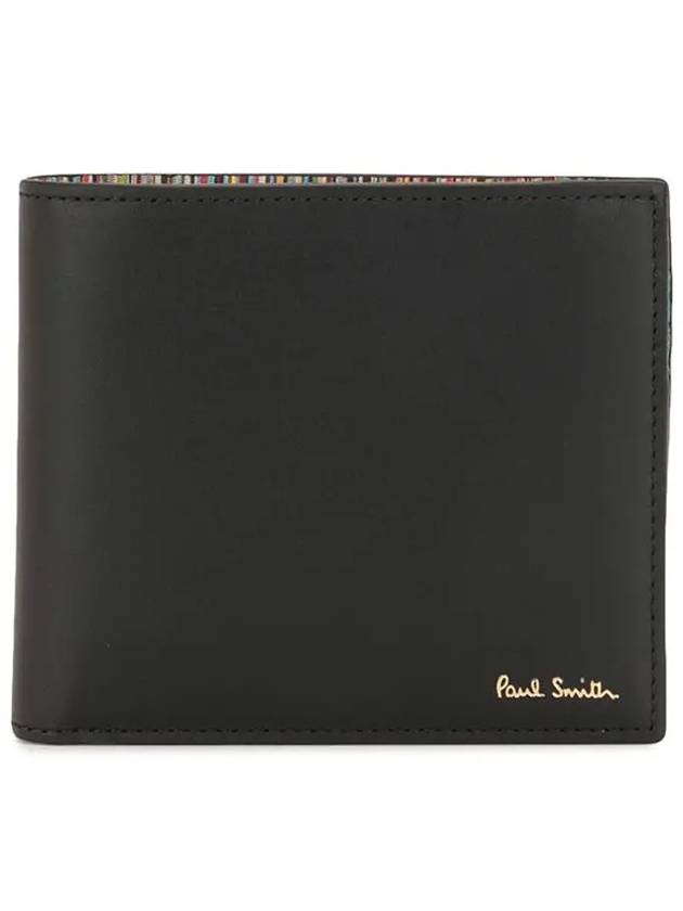 Men's Logo Signature Stripe Leather Half Wallet Black - PAUL SMITH - BALAAN 2