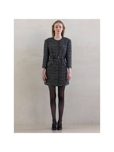 Women's French Wool Tweed Jacket Dress Black - DEFEMME - BALAAN 1