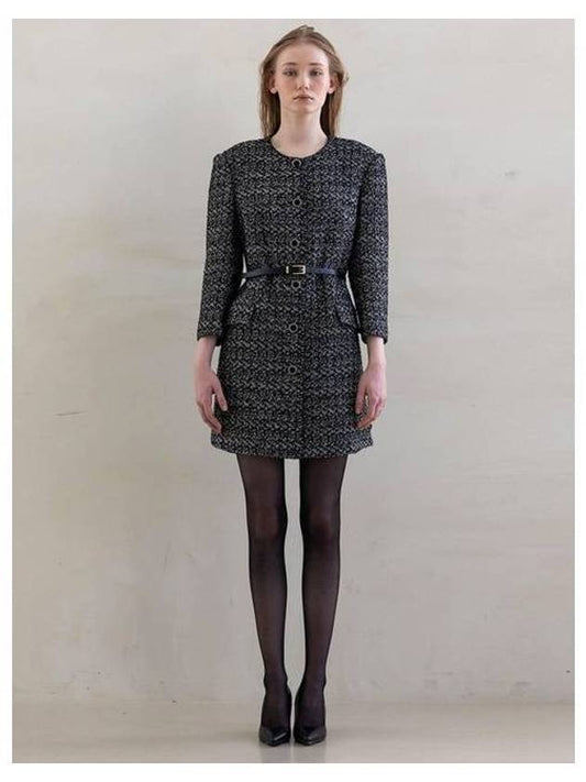 French wool tweed jacket midi dress black - DEFEMME - BALAAN 1