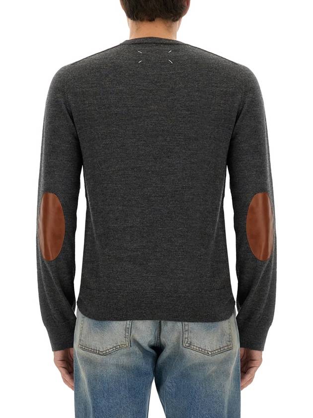 Elbow Patch Crew Neck Knit Top Charcoal - MAISON MARGIELA - BALAAN 4