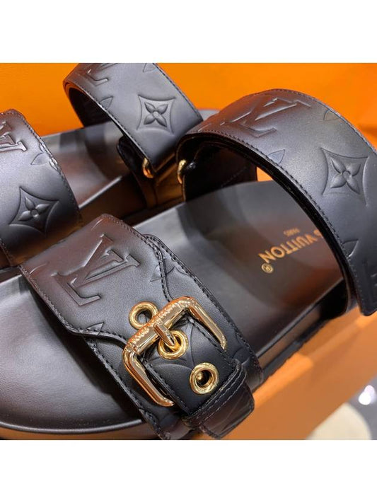 Velcro Lambskin Flat Mule Sandals Black - LOUIS VUITTON - BALAAN 2