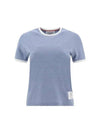 Women's Melange Jersey Ringer Short Sleeve T-Shirt Light Blue - THOM BROWNE - BALAAN 2