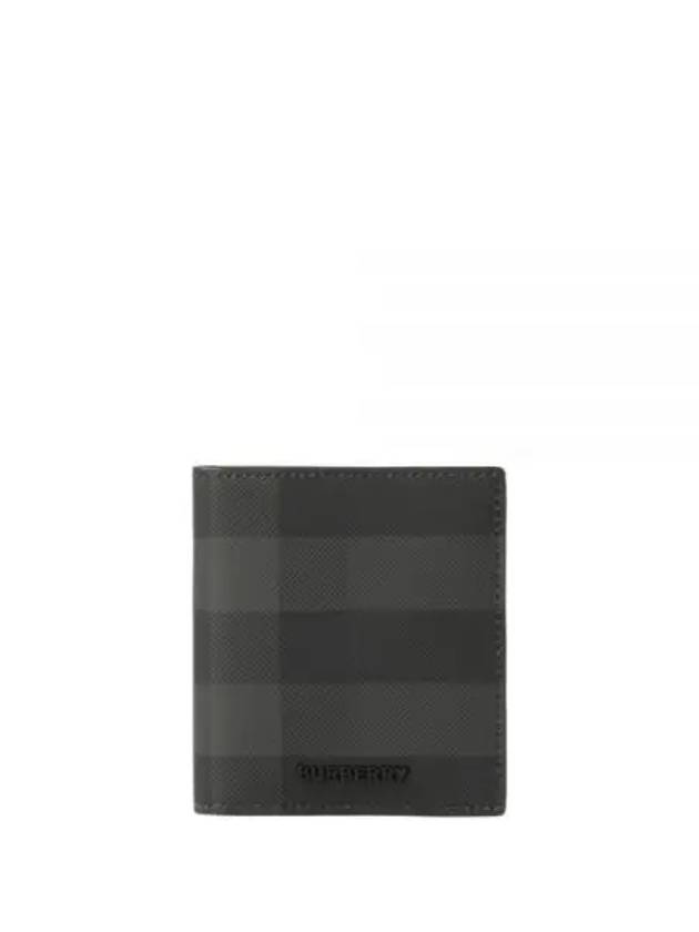 Check Leather Half Wallet Grey - BURBERRY - BALAAN 2