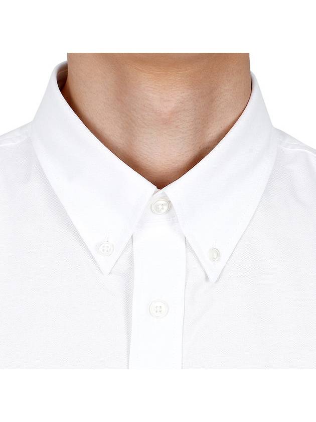 Button Down Boxy Fit Oxford Long Sleeve Shirt Natural White - AMI - BALAAN 8