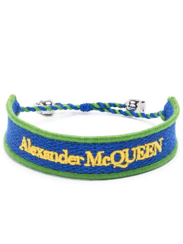 Embroidered Logo Bracelet Blue - ALEXANDER MCQUEEN - BALAAN 1