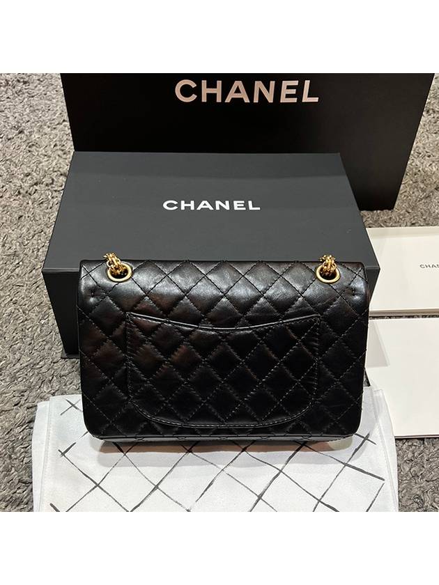 Gold 255 Medium Flap Chain Shoulder Bag Black - CHANEL - BALAAN 4