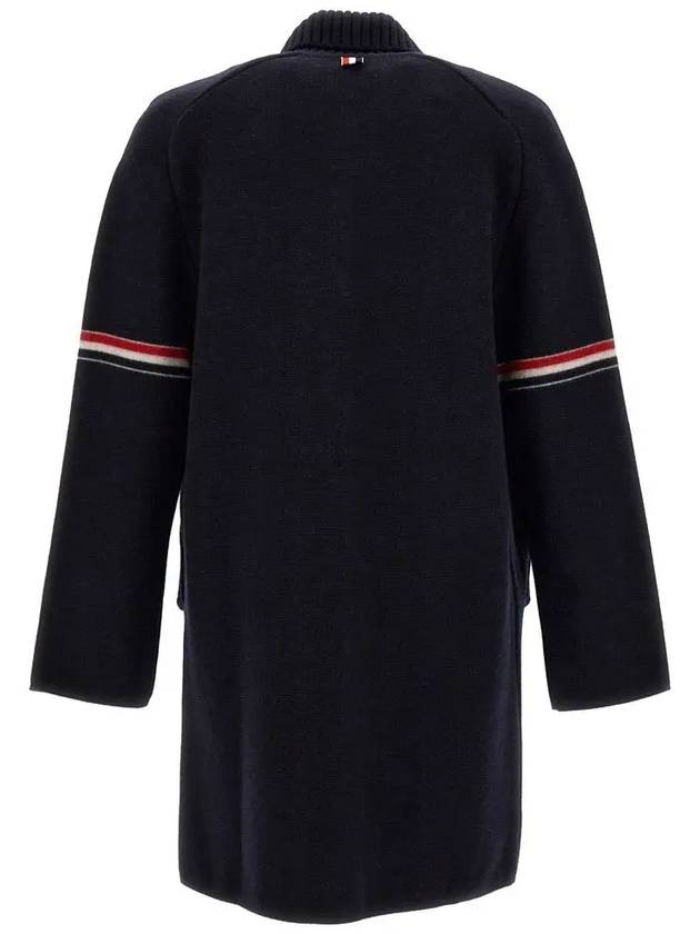 Arm Banding Striped Car Voile Wool Single Coat Navy - THOM BROWNE - BALAAN 4