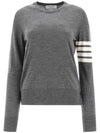 4-Bar Merino Jumper Wool Knit Top Grey - THOM BROWNE - BALAAN.