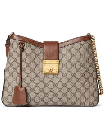 Padlock GG Supreme Medium Shoulder Bag Brown Beige - GUCCI - BALAAN 1