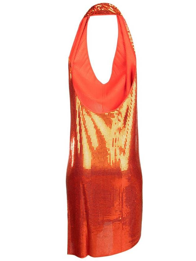 Metallic Halterneck Midi Dress Orange - BOTTEGA VENETA - BALAAN 3