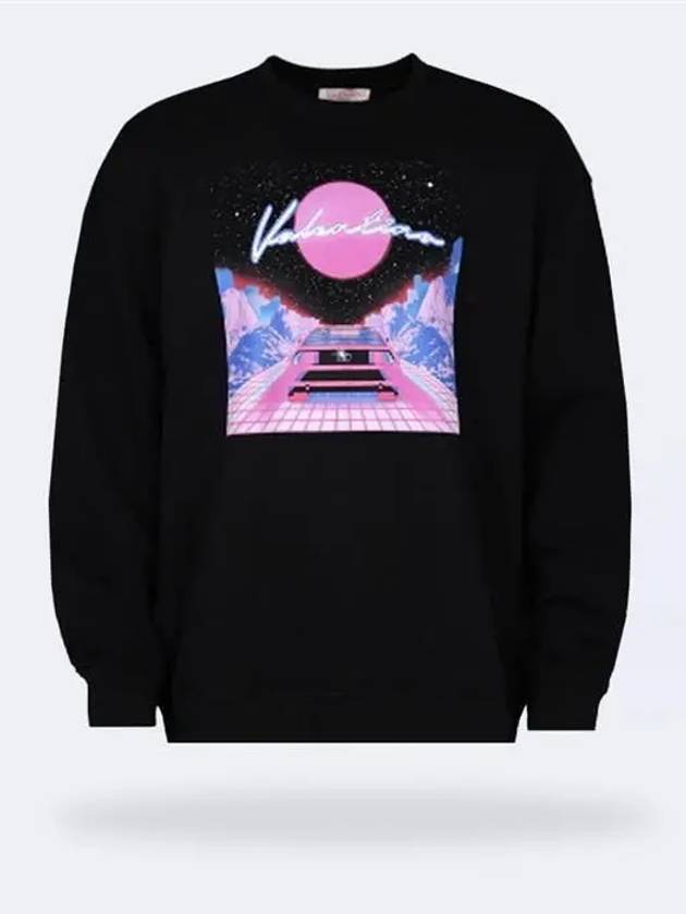 Virtual Runner Print Sweatshirt Black - VALENTINO - BALAAN.