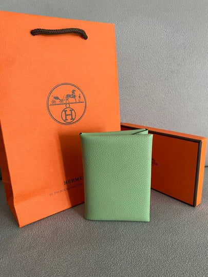 Calvi Duo Compact Card Wallet Green - HERMES - BALAAN 2