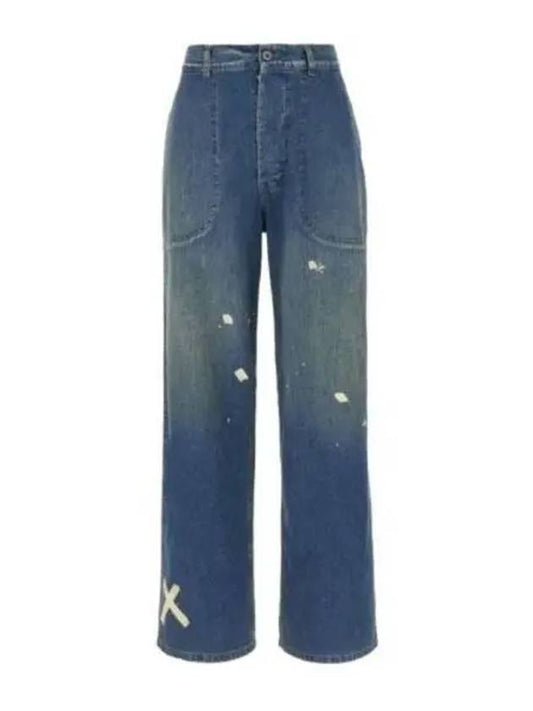 Paint Splatter Cotton Wide Jeans Indigo - MAISON MARGIELA - BALAAN 2