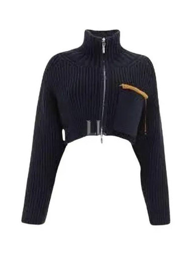 Jacquemus Le Arco Coat Zip up Knit Cardigan Navy 231KN1432243380SS23 - JACQUEMUS - BALAAN 1