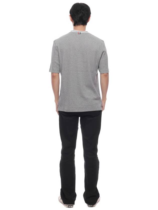 Pointelle Cotton Short Sleeve T-Shirt Light Grey - THOM BROWNE - BALAAN 6