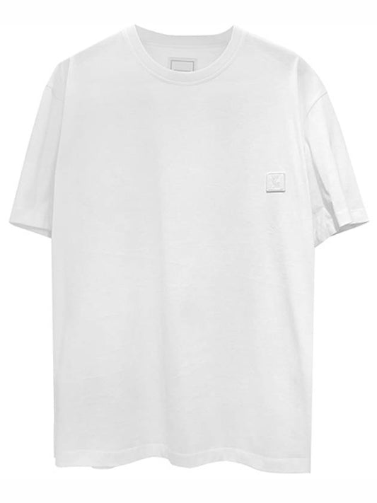 Men's Pyramid Back Logo Crew Neck Cotton Short Sleeve T-Shirt White - WOOYOUNGMI - BALAAN 2