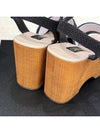 Wood wedge heel sandals fabric calfskin ankle strap CC logo - CHANEL - BALAAN 9